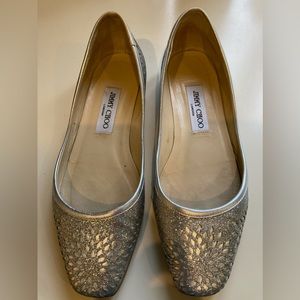 Jimmy Choo Silver Glitter flats